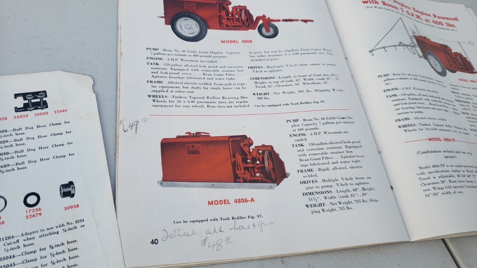 Vtg apple grower John Bean farm sprayers lot 1947-1948-1956