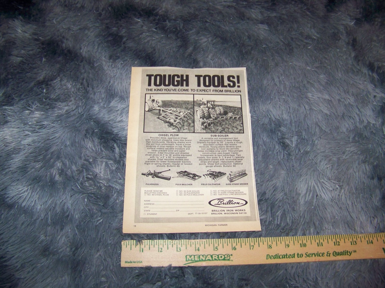Brillion Iron Works Farm / Agricultural Print Ad from Magazine Vintage 1977