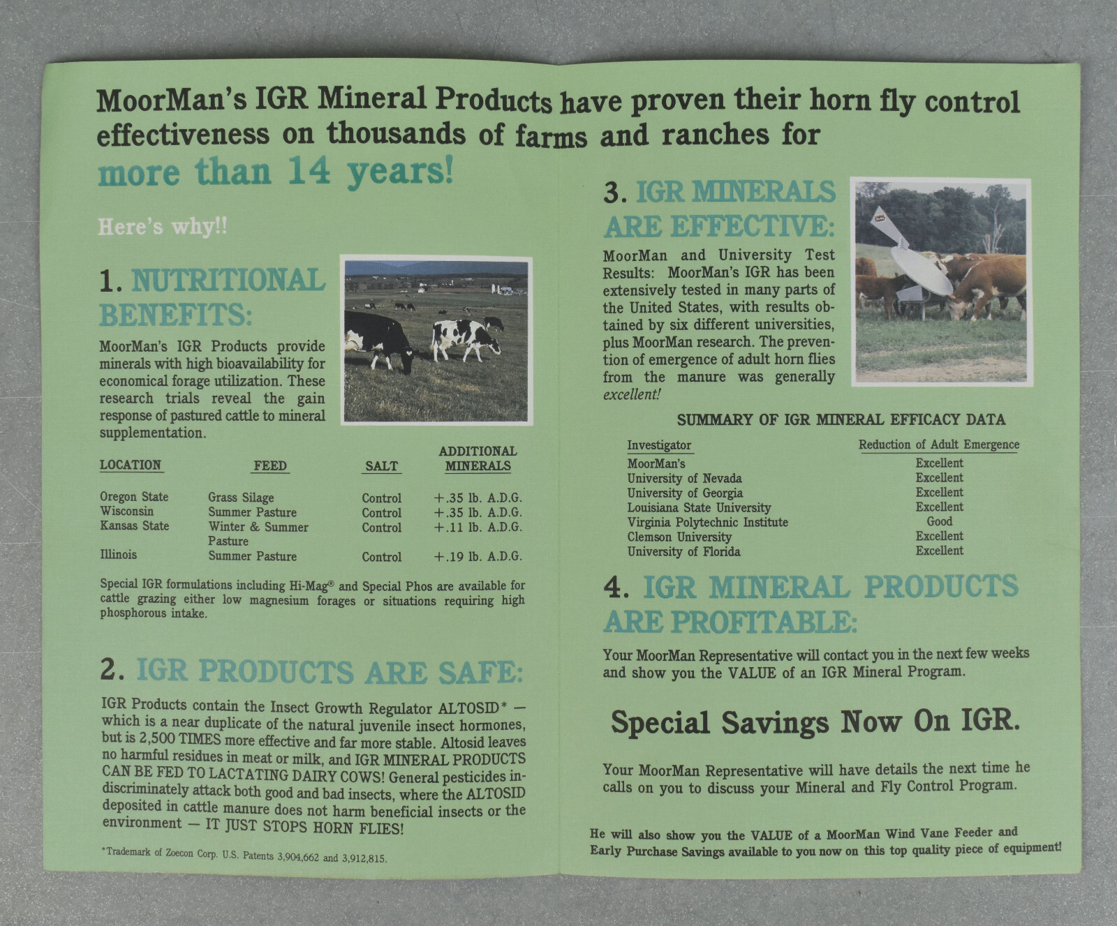 Vintage MoorMan&rsquo;s IGR Products Advertising Brochure Paper Ephemera 1990