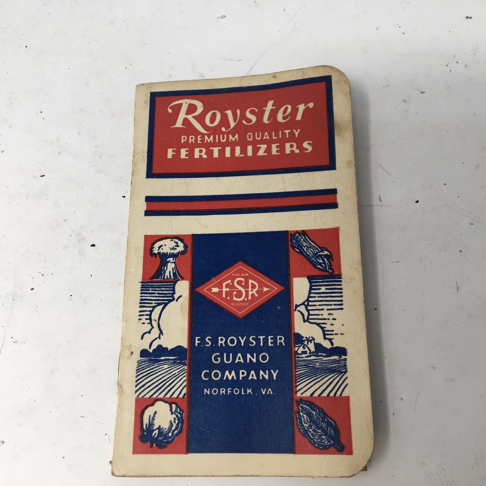 1940 F.S. Royster Guano Co. Fertilizer Advertising Pocket Memo Book Norfolk, VA