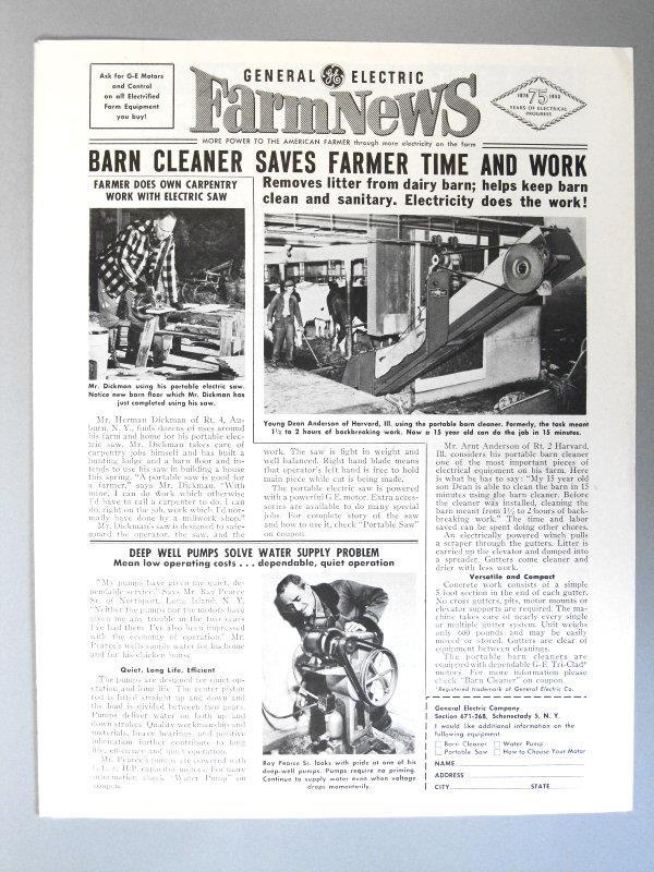 Original 1953 GE News Photo Endorsed Ad Dean & Arnt Anerson Harvard Illinois