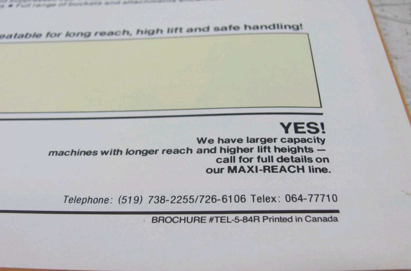 Sellick Teleporter telescopic Boom-Materials Handler Sales Brochure TEL-5-84R