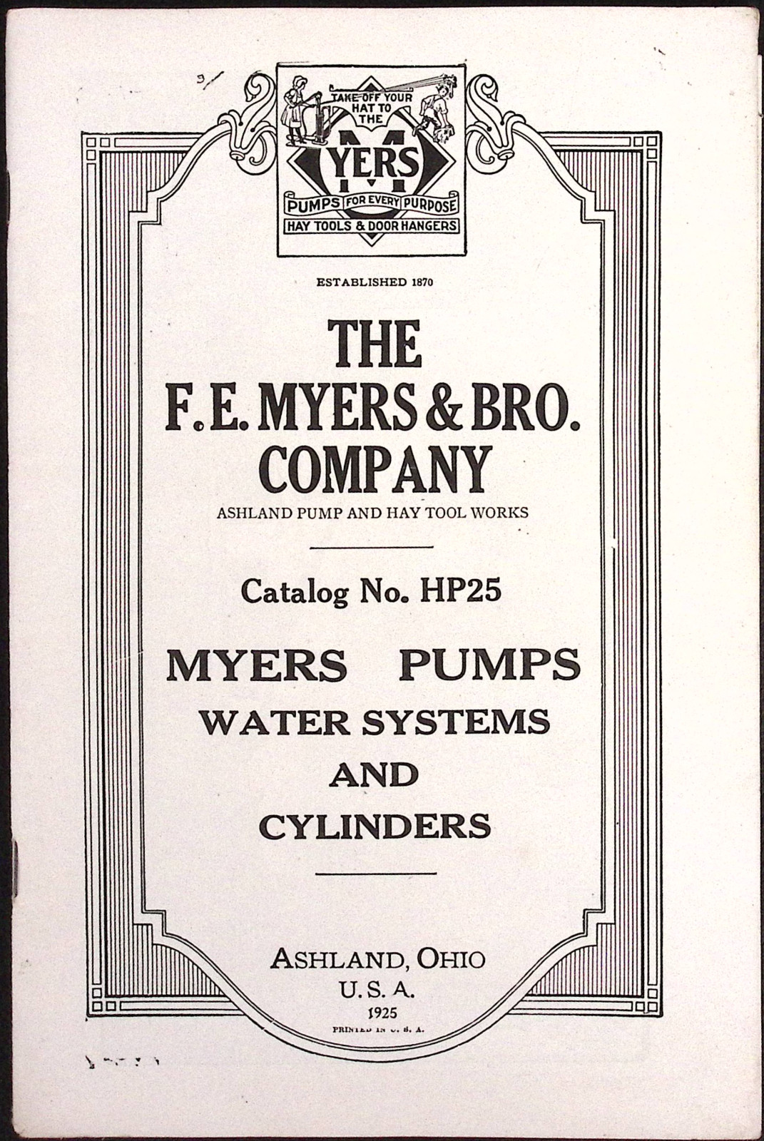 F E Myers & Bro Co Ashland OH Myers Pumps Catalog No. HP25