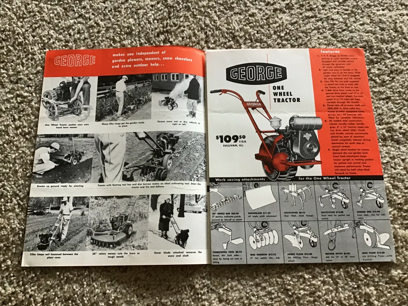 1953 George one tractors original sales literature.