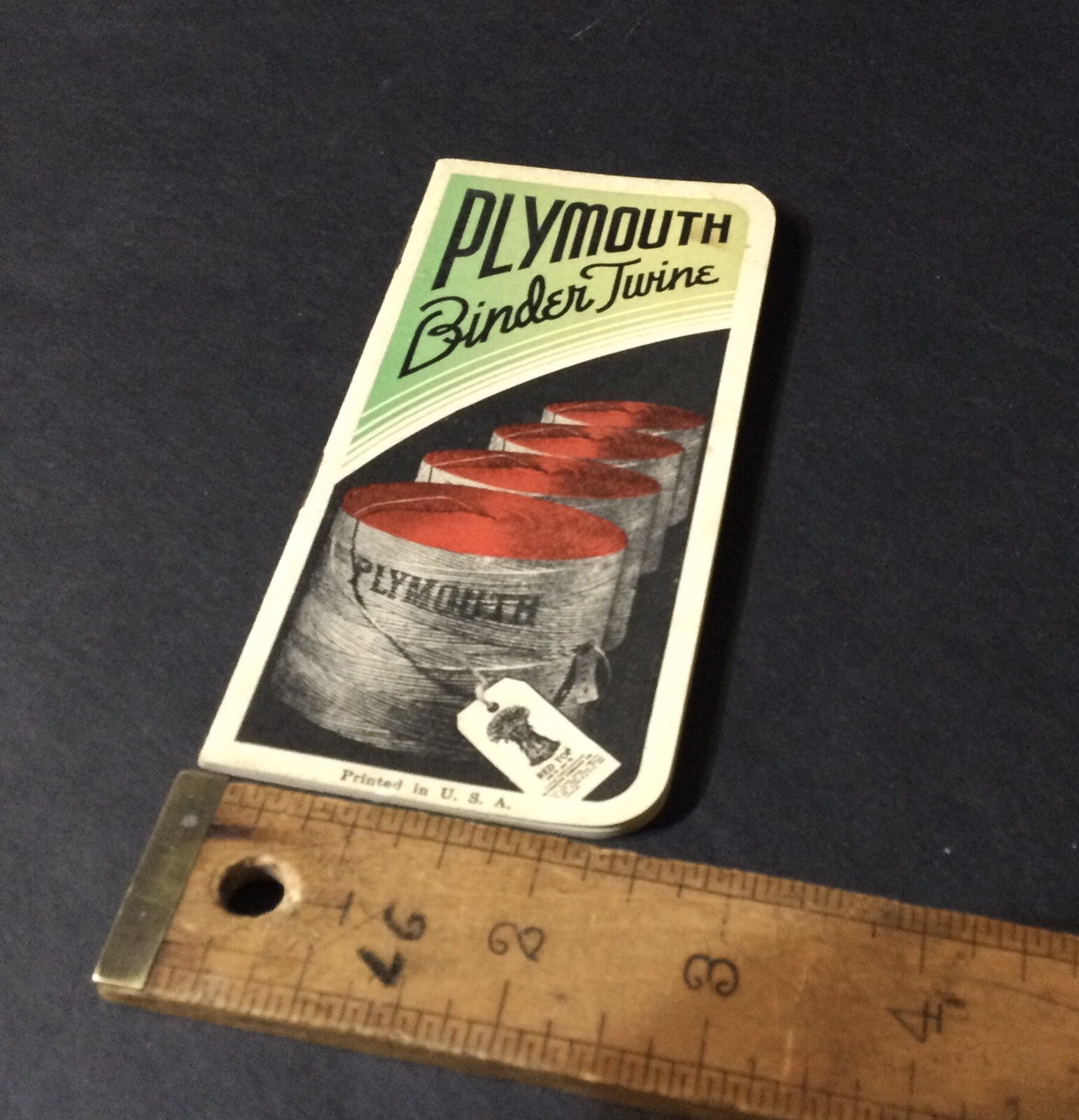 Vintage 1937-38 PLYMOUTH BINDER TWINE Farm Equipment Pocket Ledger UNUSED