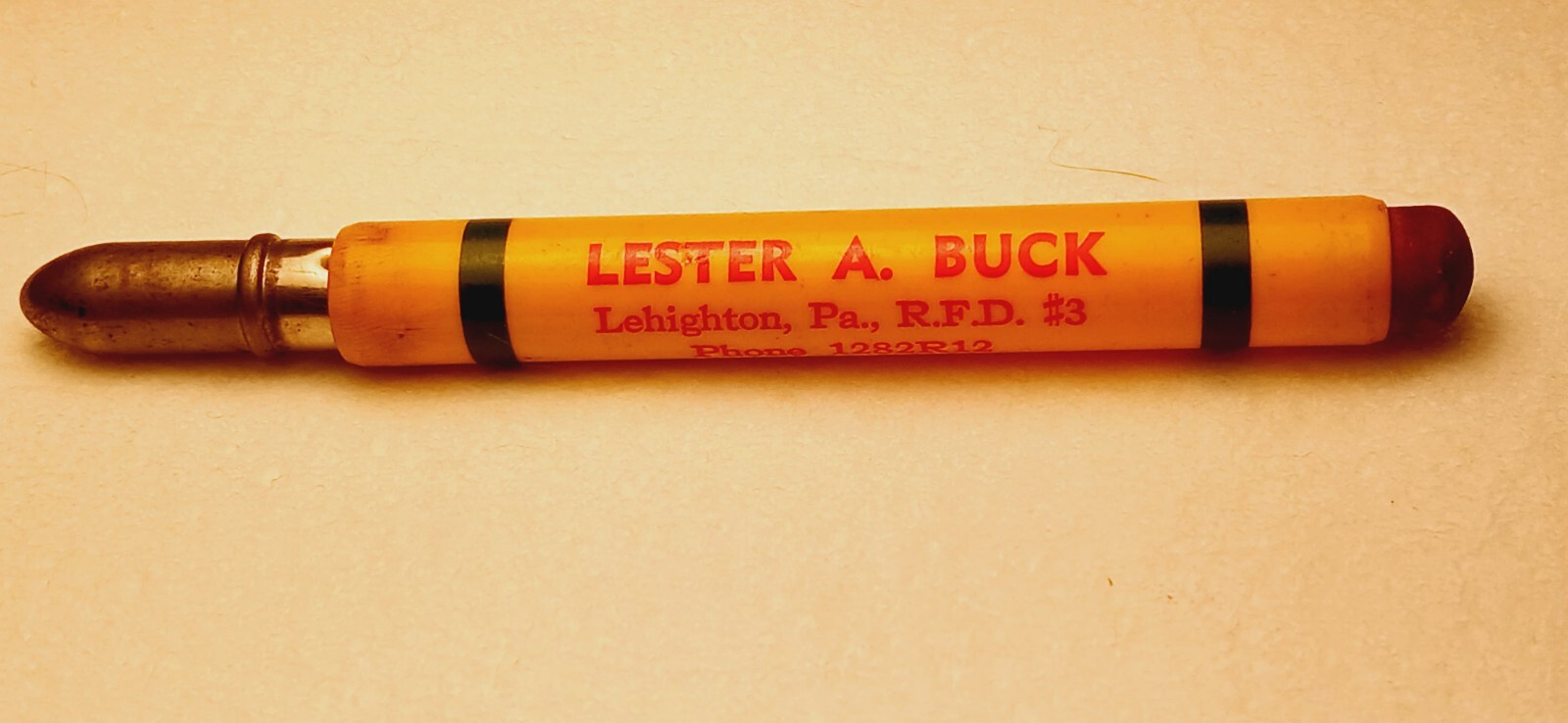 « NEW IDEA *Lester A. Buck*Leighton, Pa.*Phone 1282R13 » GRAPHITE Bullet Pencil