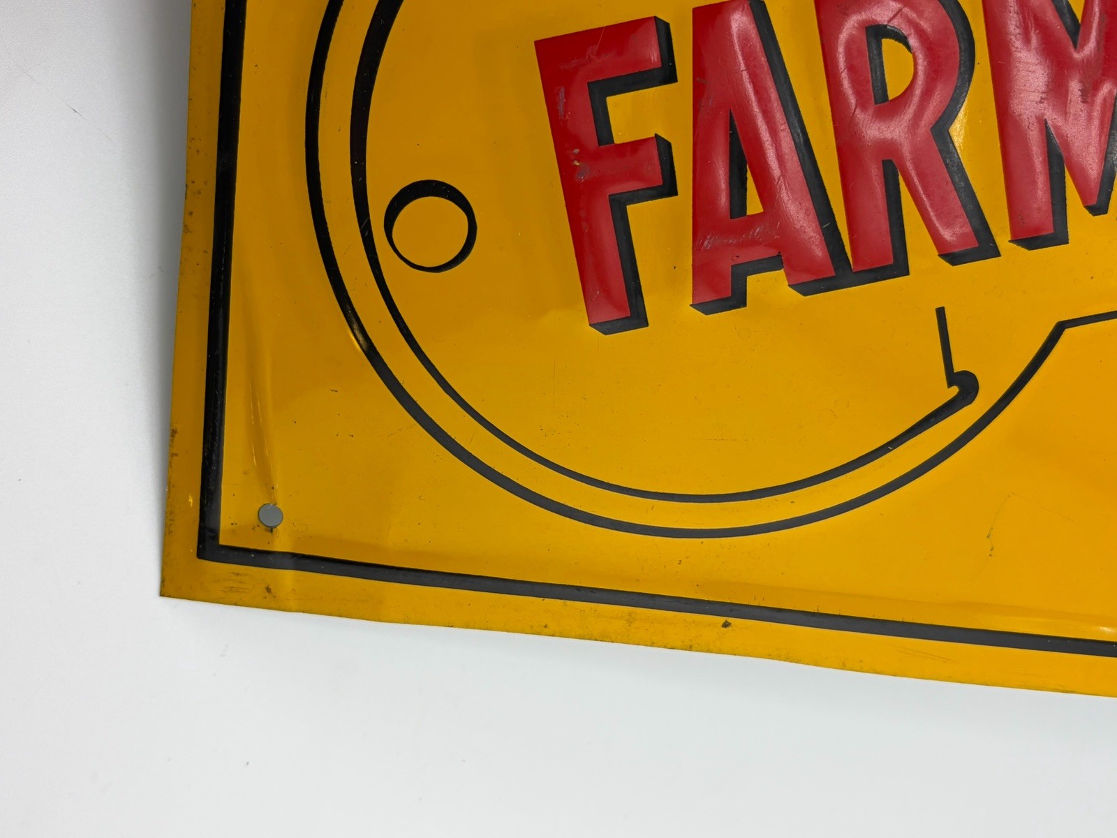 Original MEMBER FARM BUREAU Empire State TIN LITHO Barn SIGN Metal Embossed Key