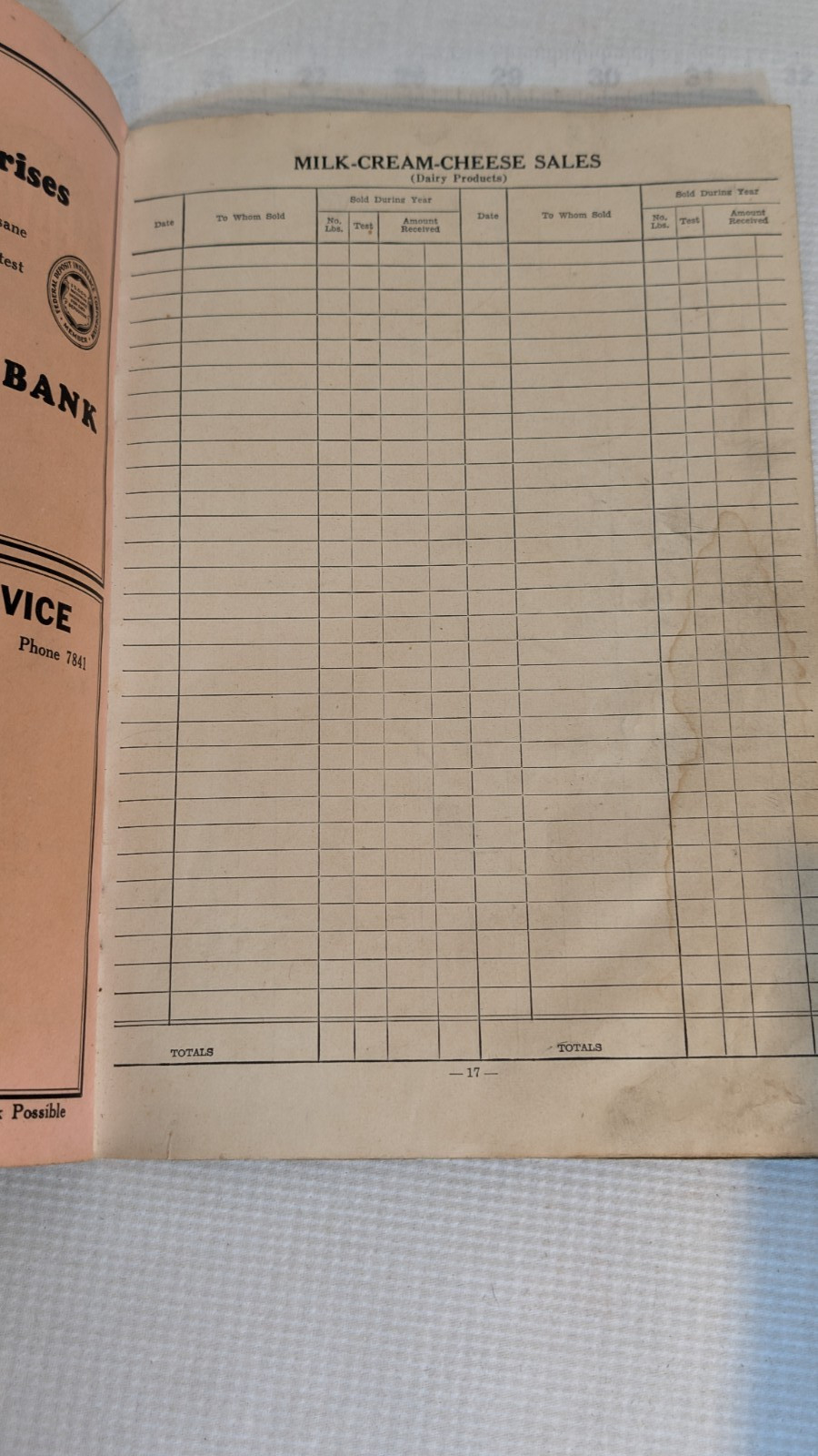 Lot 2 VTG Farm Account Book & Tax Record Springfield Oh Advertising 1940 & 45