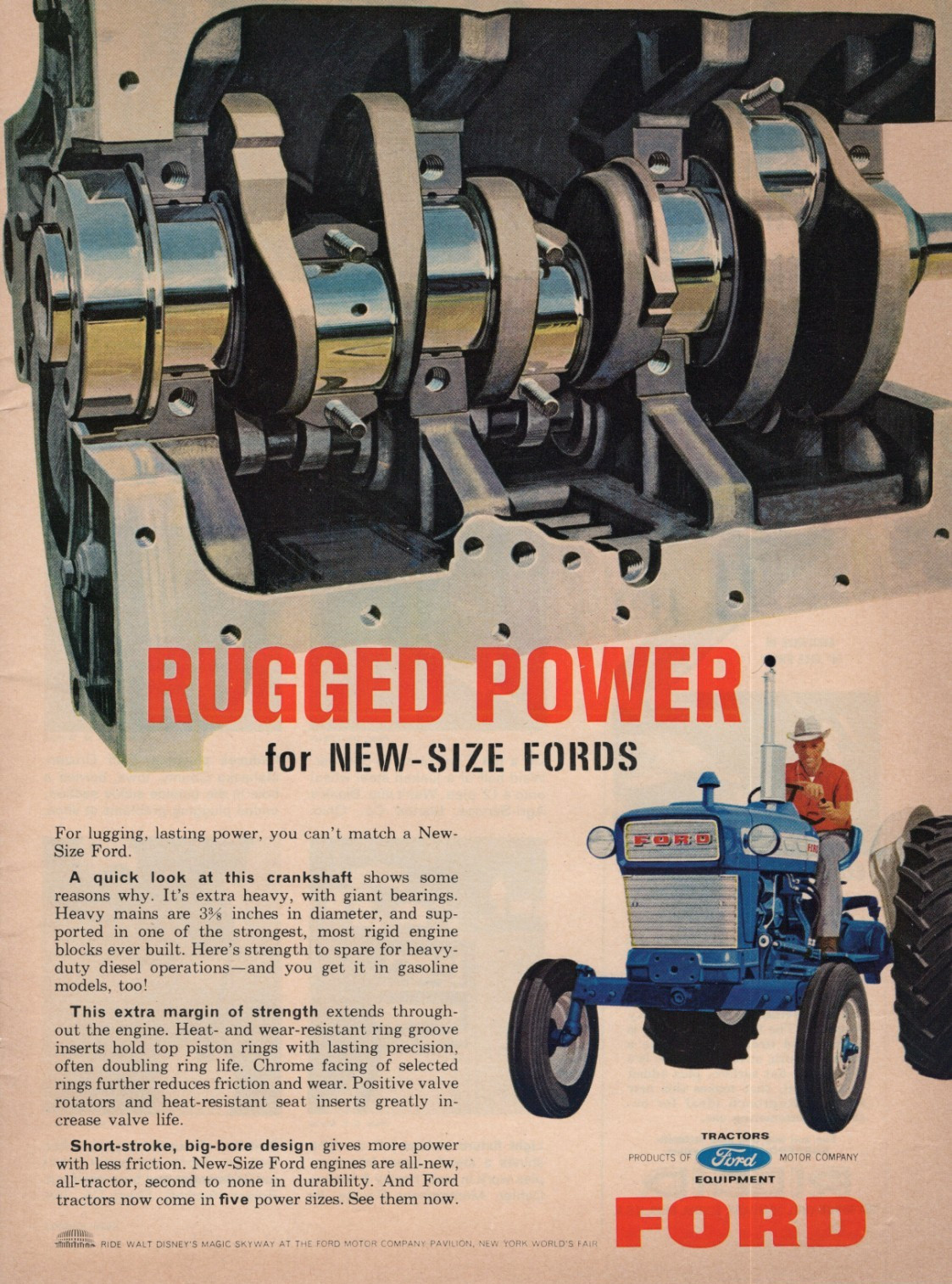 1965 Print Ad of Ford Farm Tractor Crankshaft