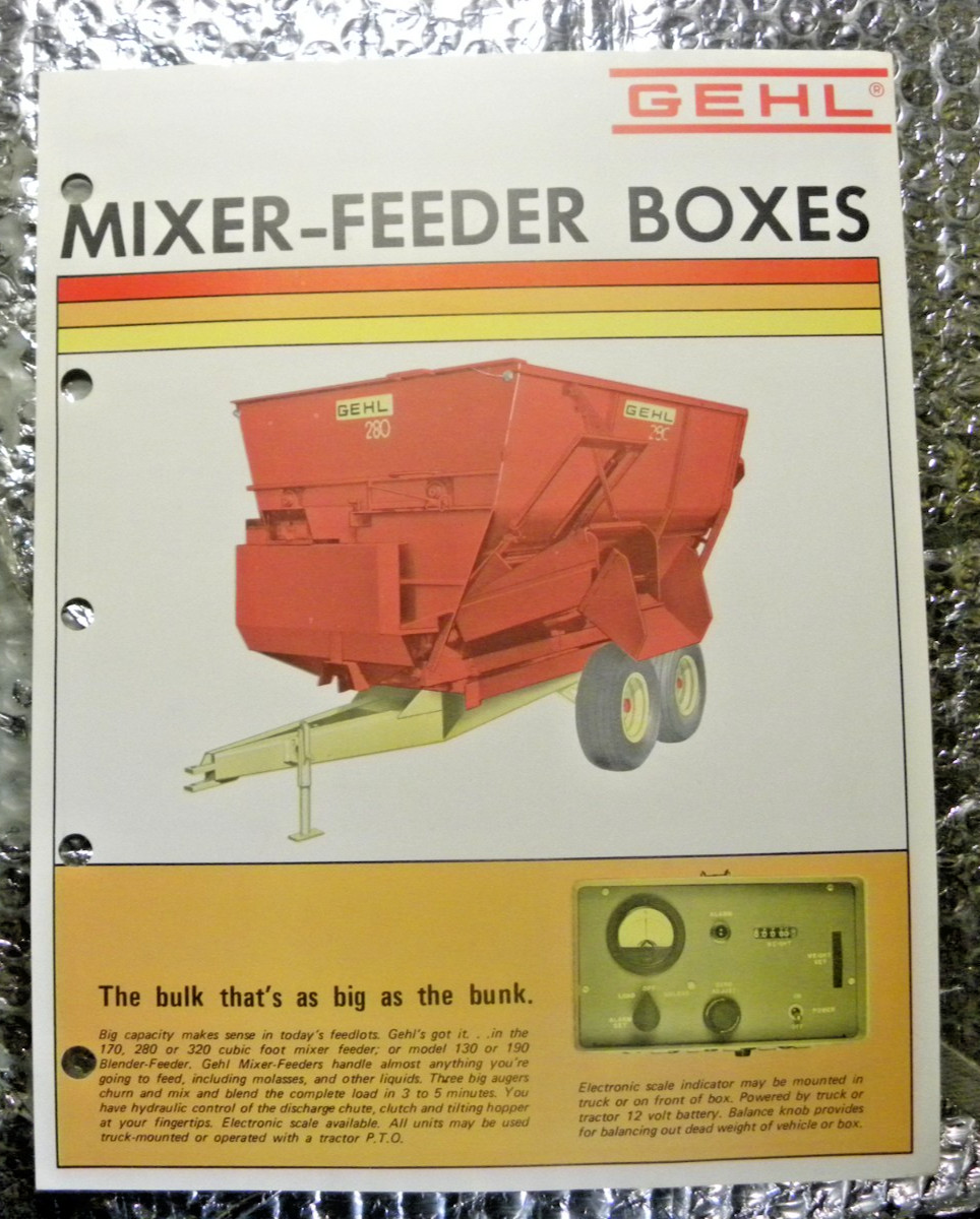 Vintage Factory GEHL Dealer&rsquo;s Brochure 1 Page Mixer-Feeder Boxes