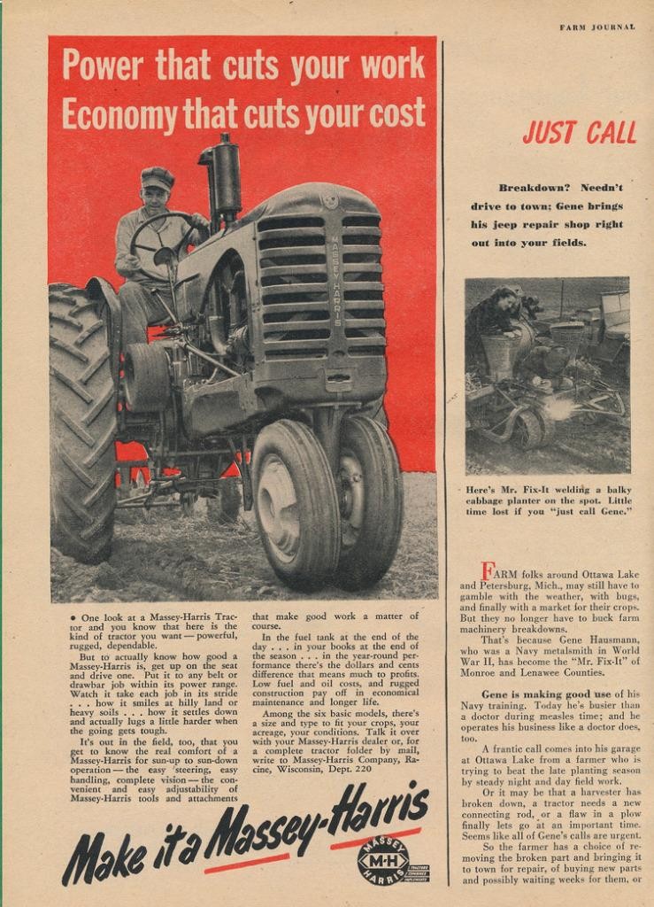 Magazine Ad – 1948 – Massey-Harris Tractors – (#2)
