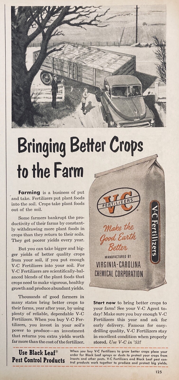 1953 AD(XF10)~VIRGINIA-CAROLINA CHEMICAL CO. V-C FARM CROP FERTILIZER