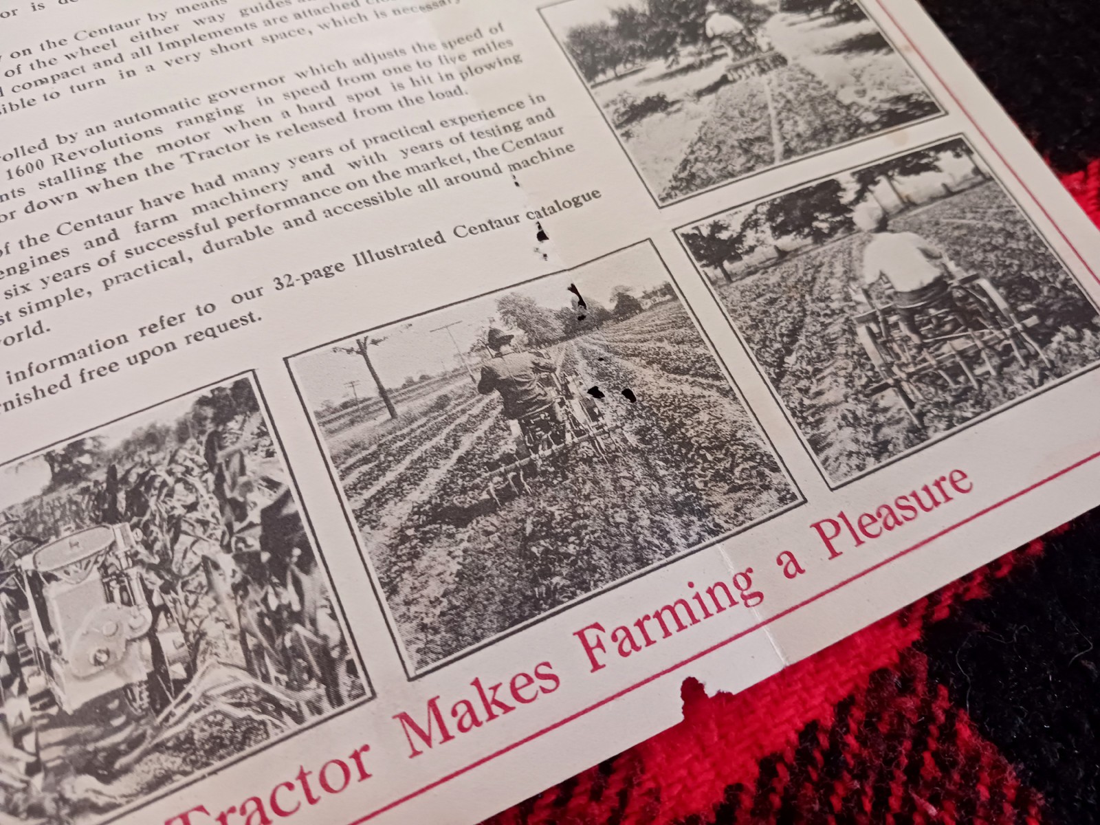 1920s Centaur Central Tractor Garden Catalog Farm Cultivator Brochure Flyer