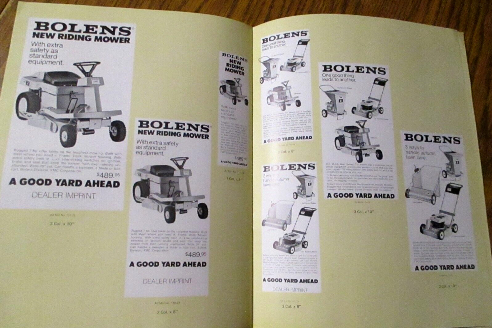Bolens Lawn Garden Tractor & Attachments & Mowers Dealer Advertising Sales Guide
