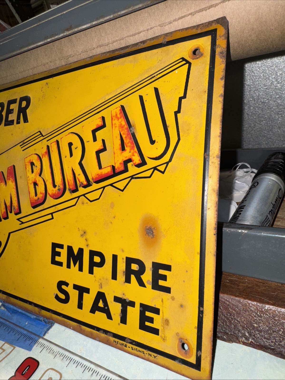 Original 1950&rsquo;s Agricultural Advertising Sign ~ Farm Bureau ~ Empire State