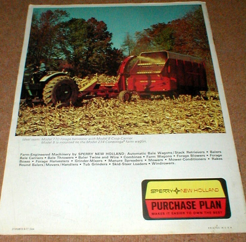 Sperry New Holland Boxes Blowers Wagons 1977 Full Color 8 Page Dealer Brochure
