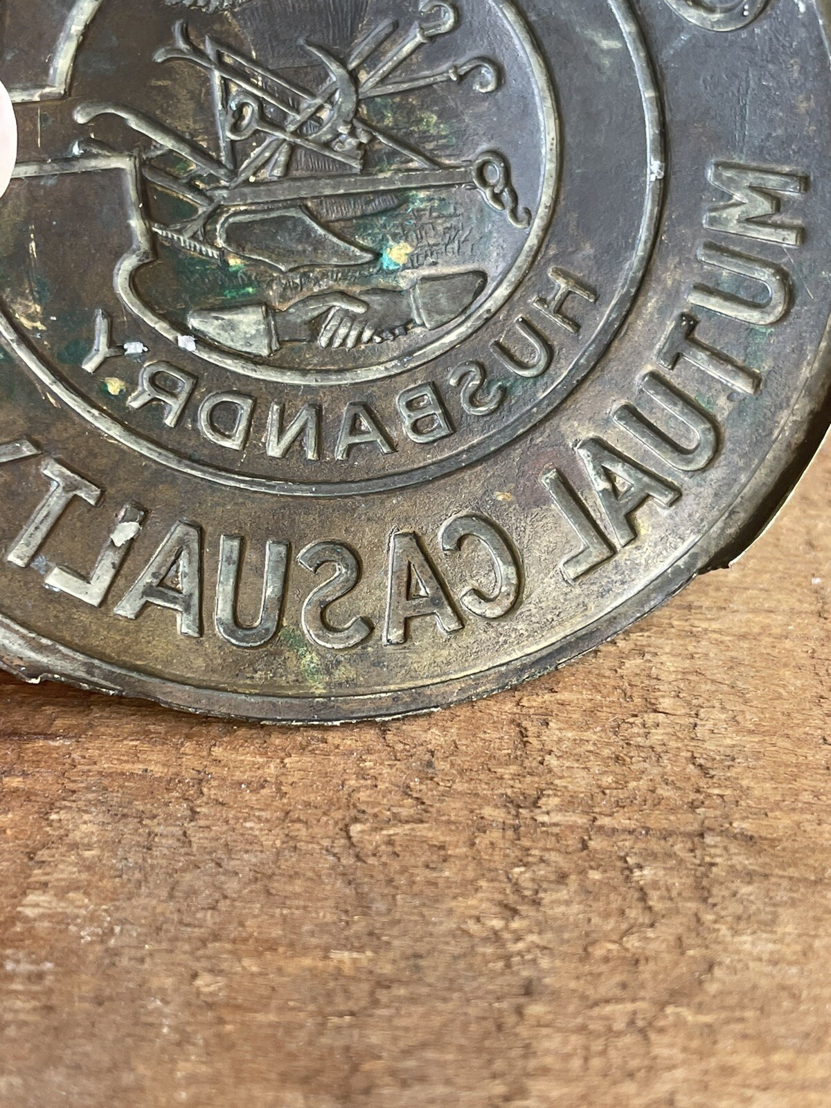 Antique GRANGE Husbandry Farm Agricultural Mutual Casualty Ins. Radiator Badge