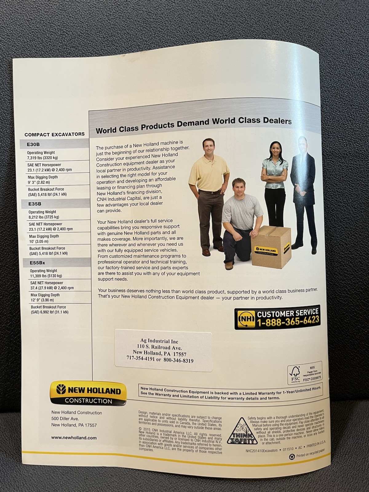 New Holland B Series Excavator Sales Brochure