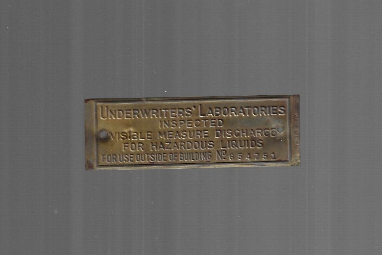 VINTAGE BRASS LABEL UNDERWRITERS&rsquo; LABORATORIES Hazardous Liquids Emblem metal