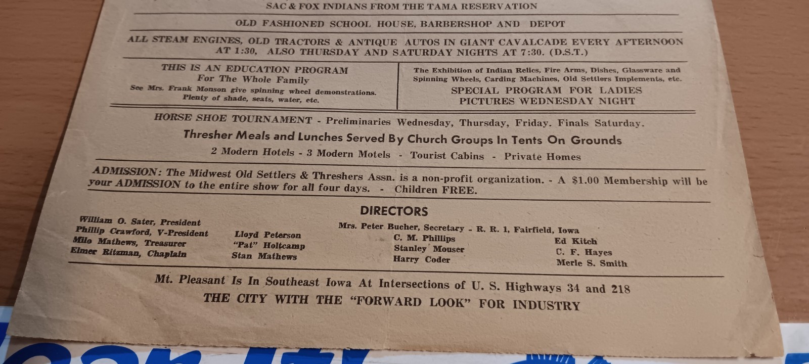 1961 Old Settlers And Threshers Association. McMillan Park, Mount Pleasant Iowa