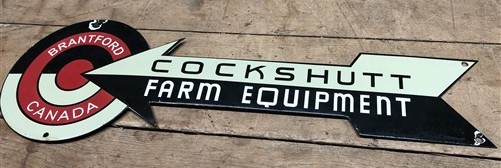 Cockshutt Farm Equipment Sign Porcelain Metal Advertising, Brantford Canada A