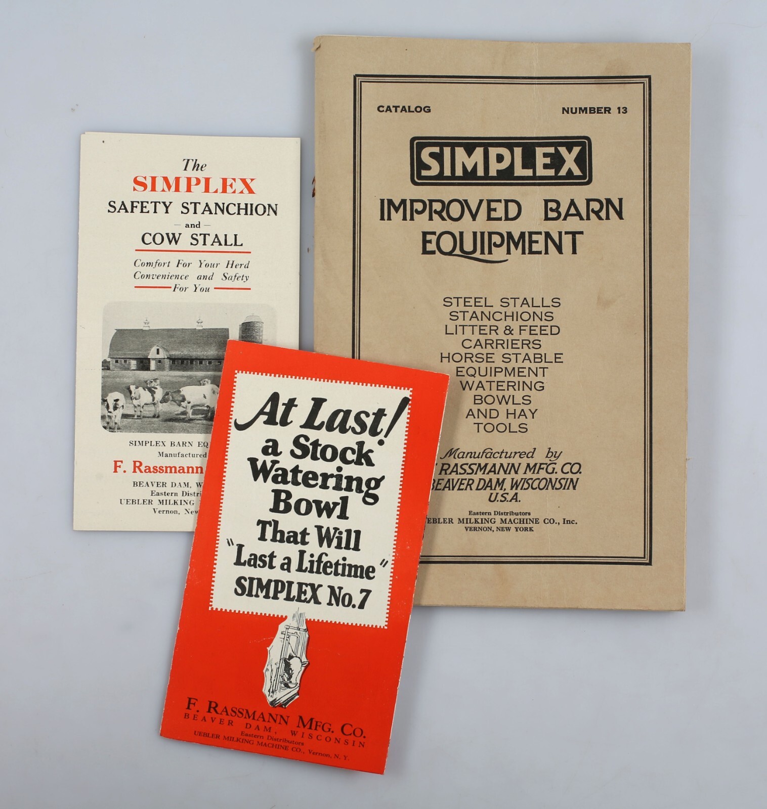 1920s F. Rassman Mfg. Co. Simplex Barn Equipment Catalog Brochures Beaver Dam WI
