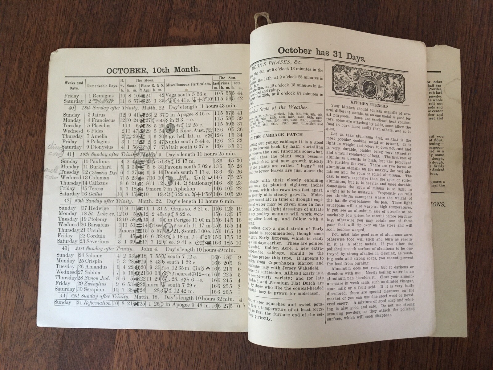 Vintage 1926 John Bear Baer&rsquo;s Agricultural Almanac Lancaster PA