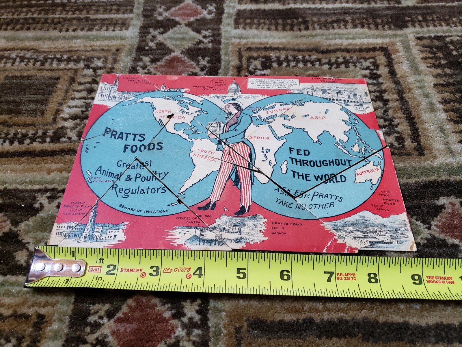 Vtg Antique Pratts Food Co. Puzzle Complete Rare Farm Agriculture