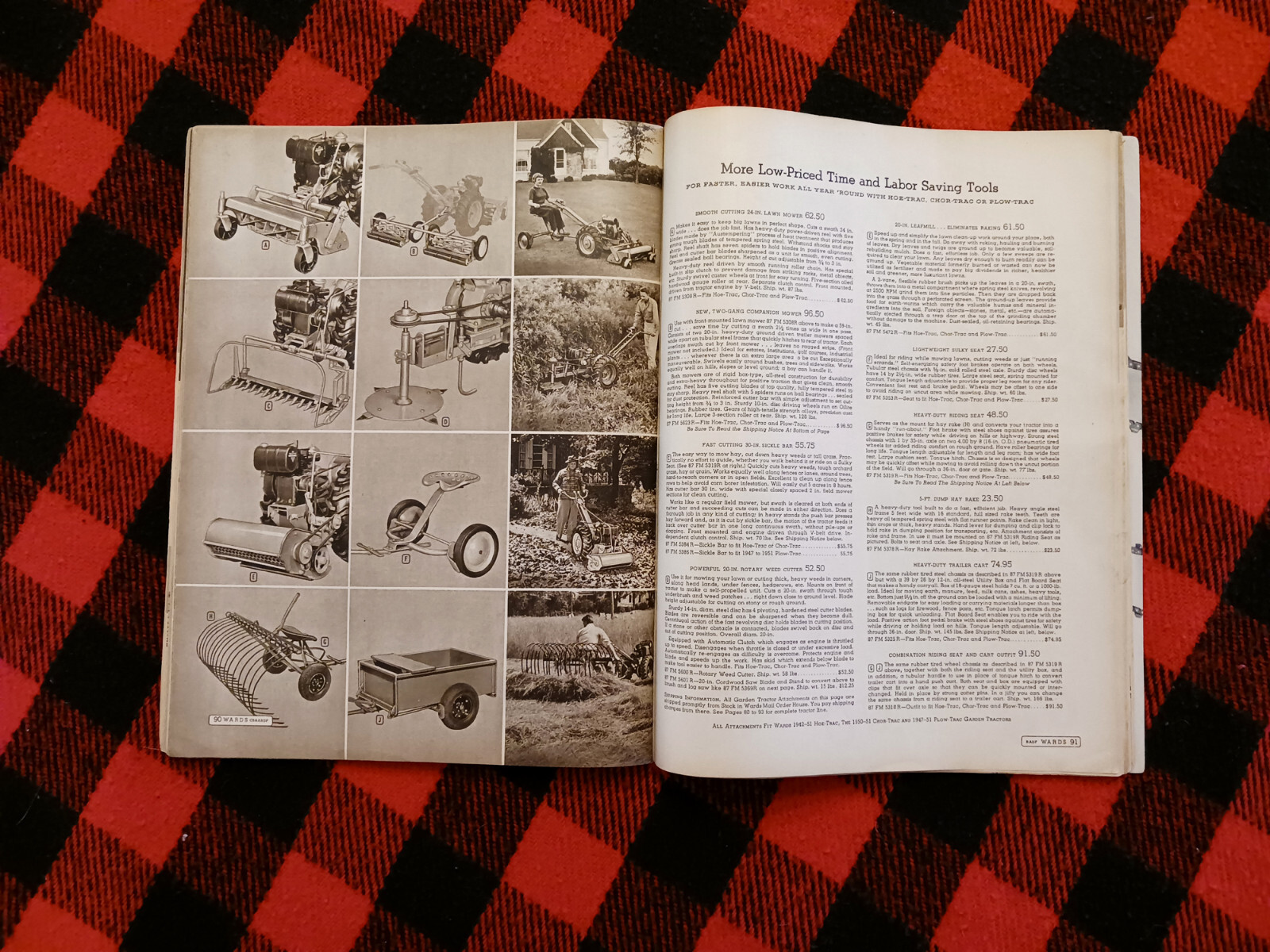 1951 Montgomery Ward Farm Catalog Wards Hoe Plow Trac Garden Tractor