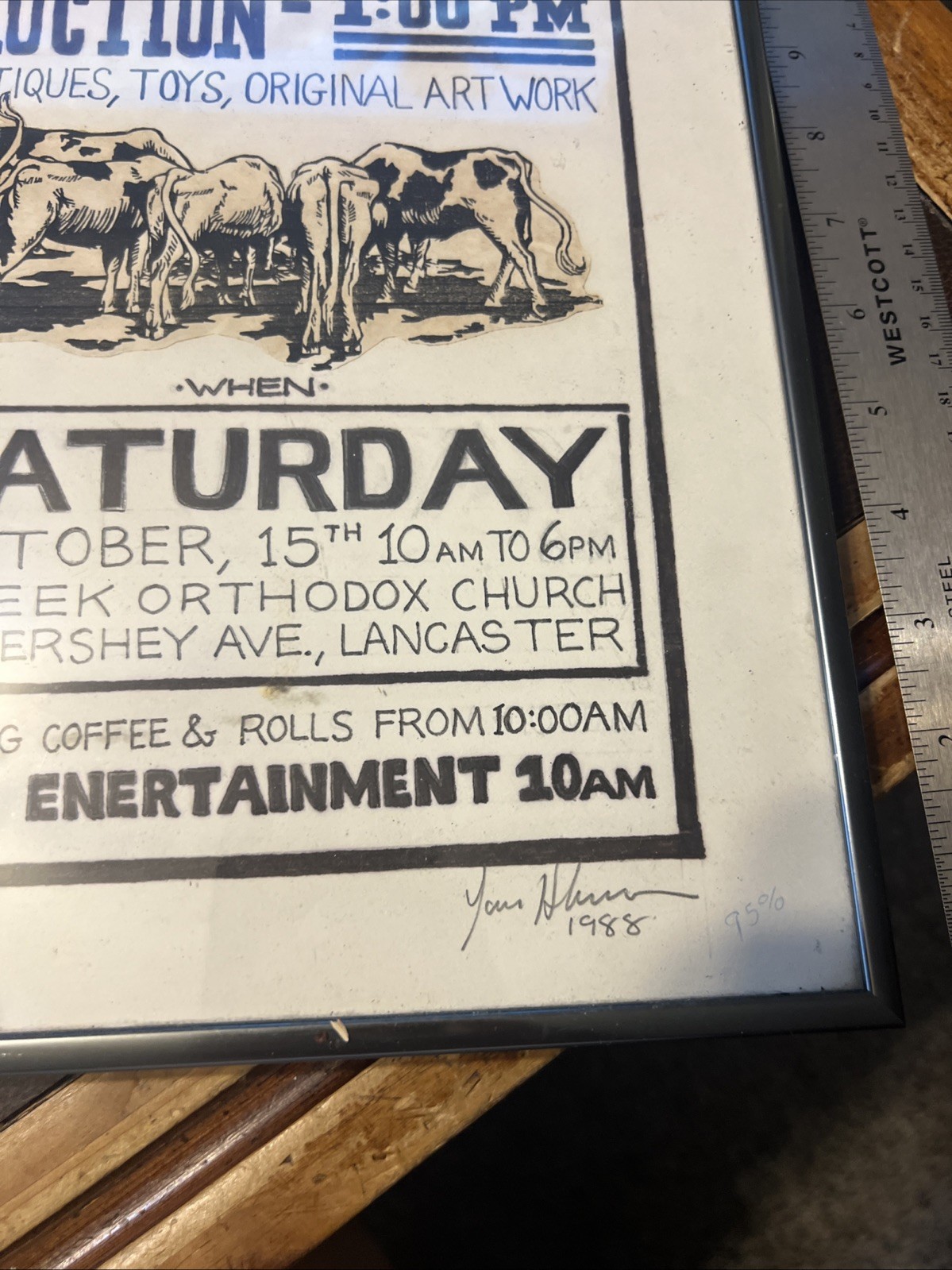 1988 Susquehanna Valley Harvest Happening Auction Festival Poster Proof Framed