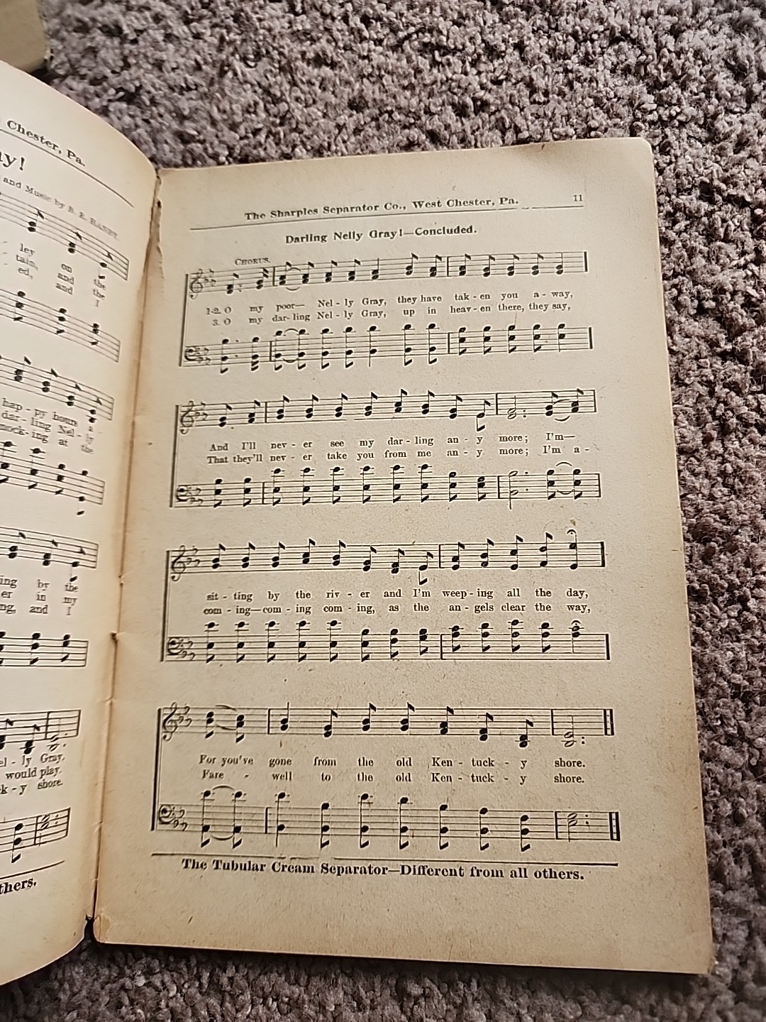 Sharples Seperator Co. West Chester PA. Old Time Songs Music Book