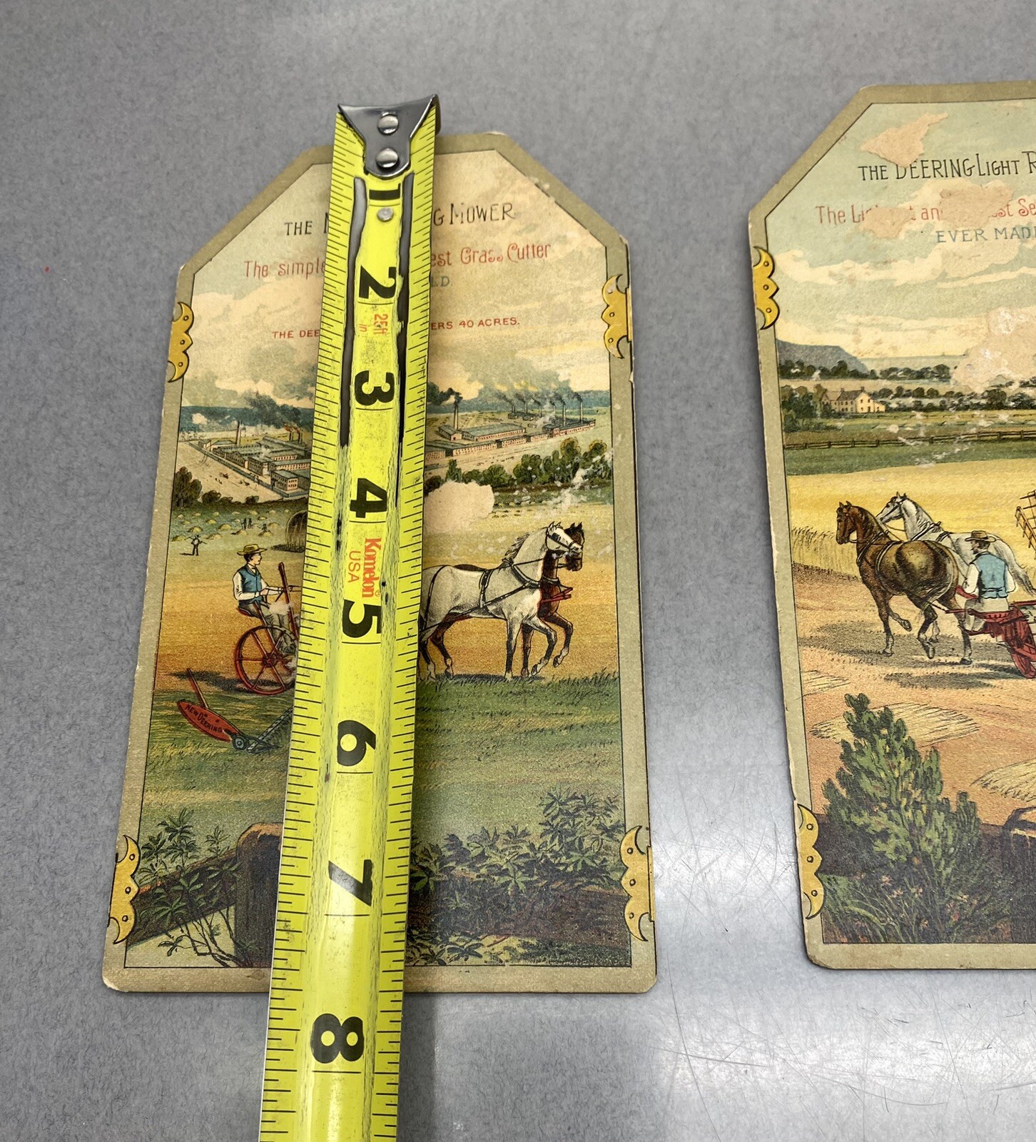Antique Deering Mower And Reaper Pair Of Victorian Trade Cards