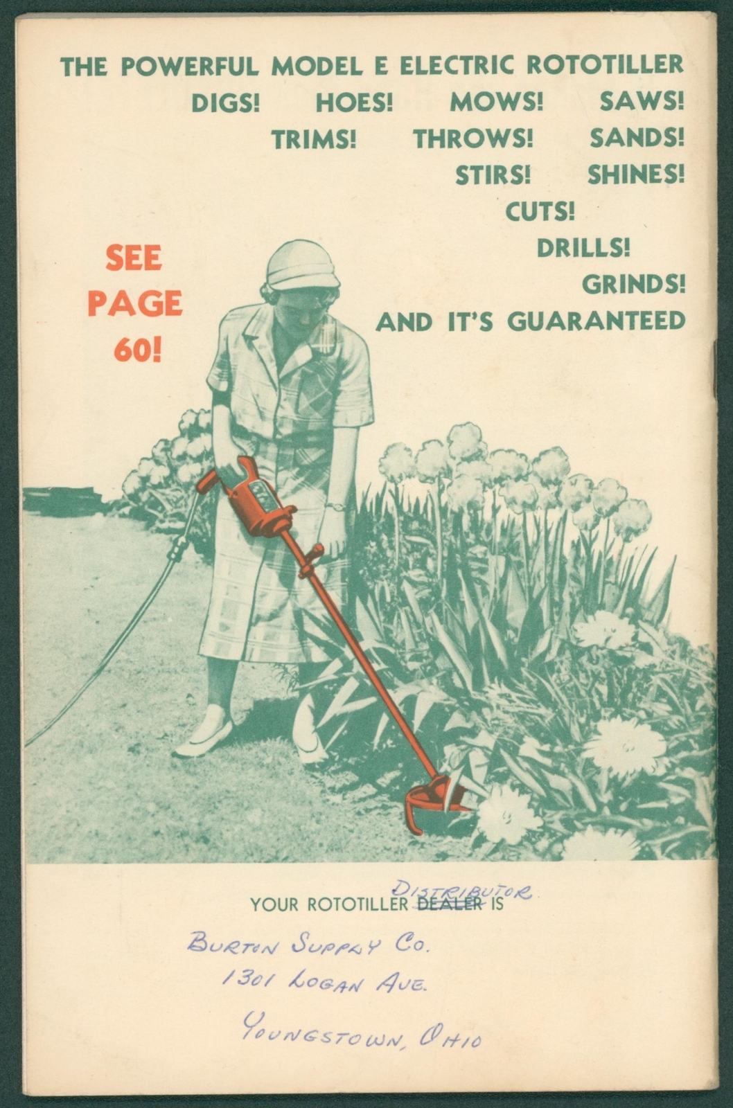 1957 Rototiller Catalog Ad Booklet W/ Envelope Tiller Garden Farm Tillage How To