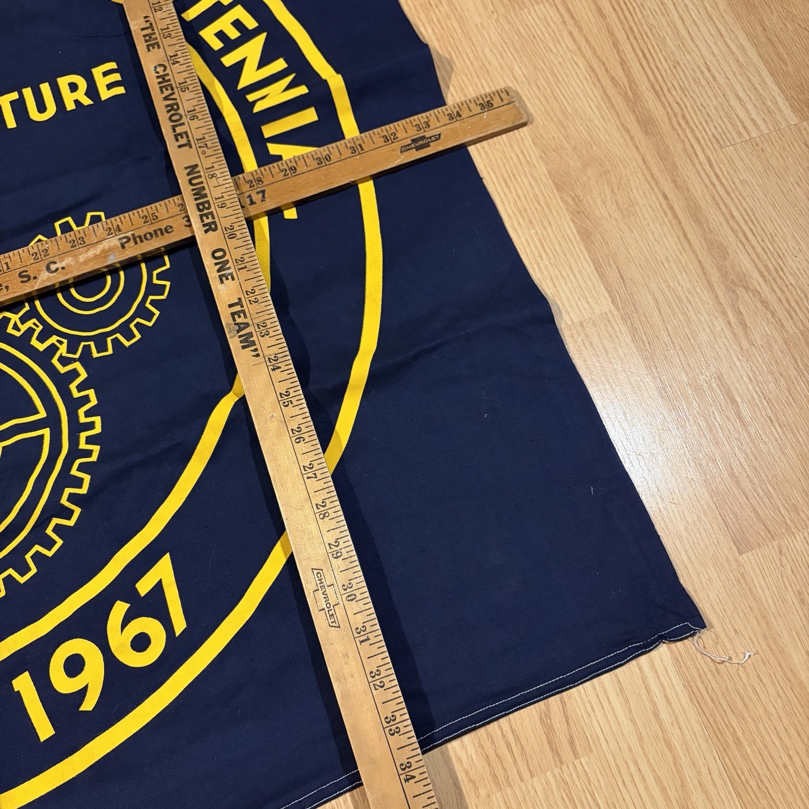 Vintage 1960s MT Morris Michigan Centennial Industry Agriculture Flag Banner 3ft
