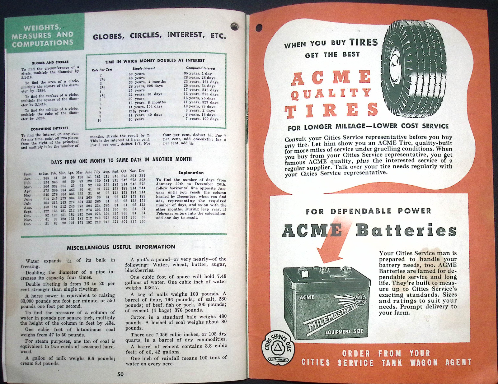 Vintage 1946-47 The Farm Book Cities Services Oils Booklet