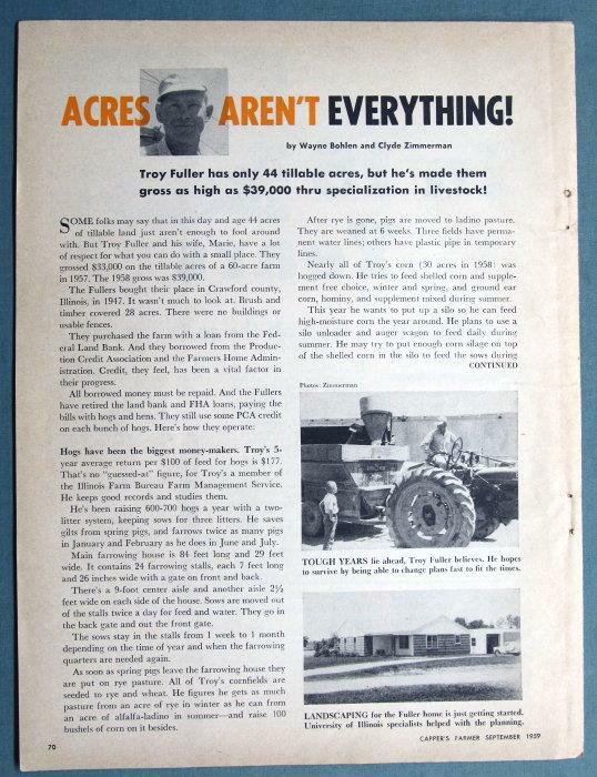 Orig 1959 Farmer Article features Troy & Marie Fuller, Crawford County, Illnois