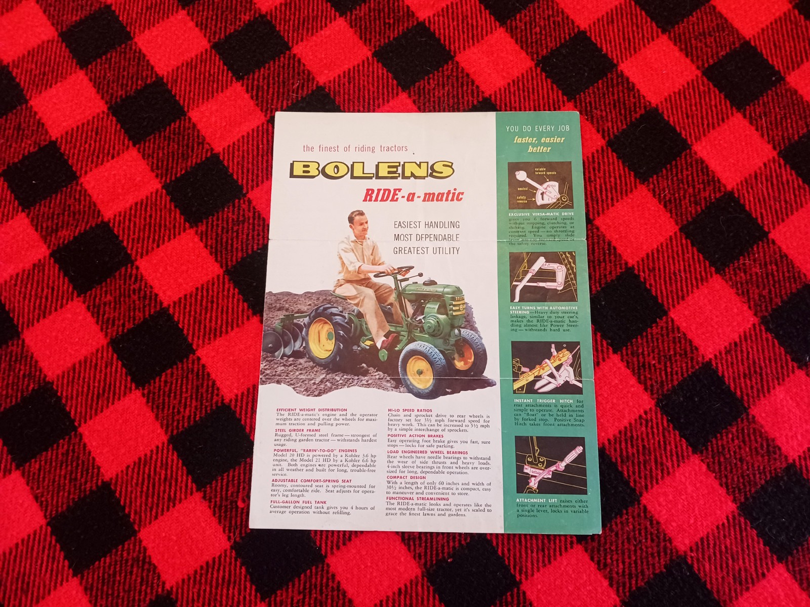1956 Bolens Ride-A-Matic Garden Tractor Brochure Ridemaster Farm Catalog