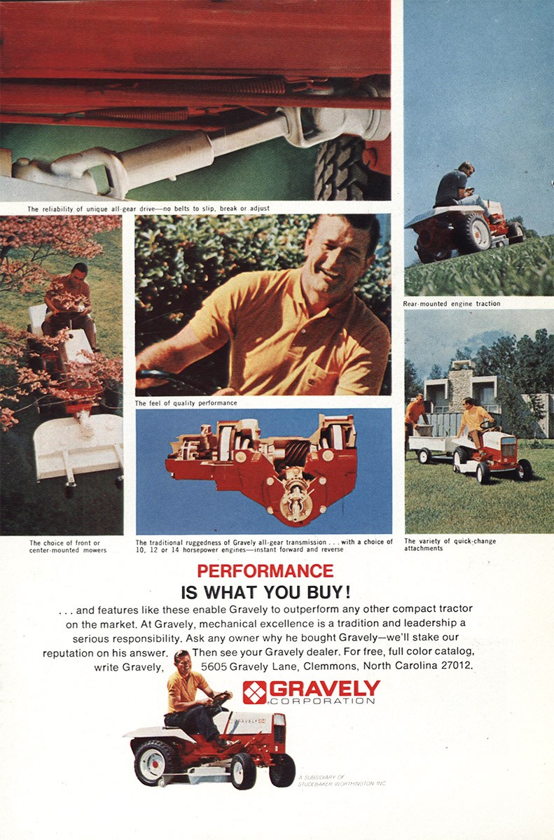 1969 Gravely: Performance Is What You Buy Vintage Print Ad