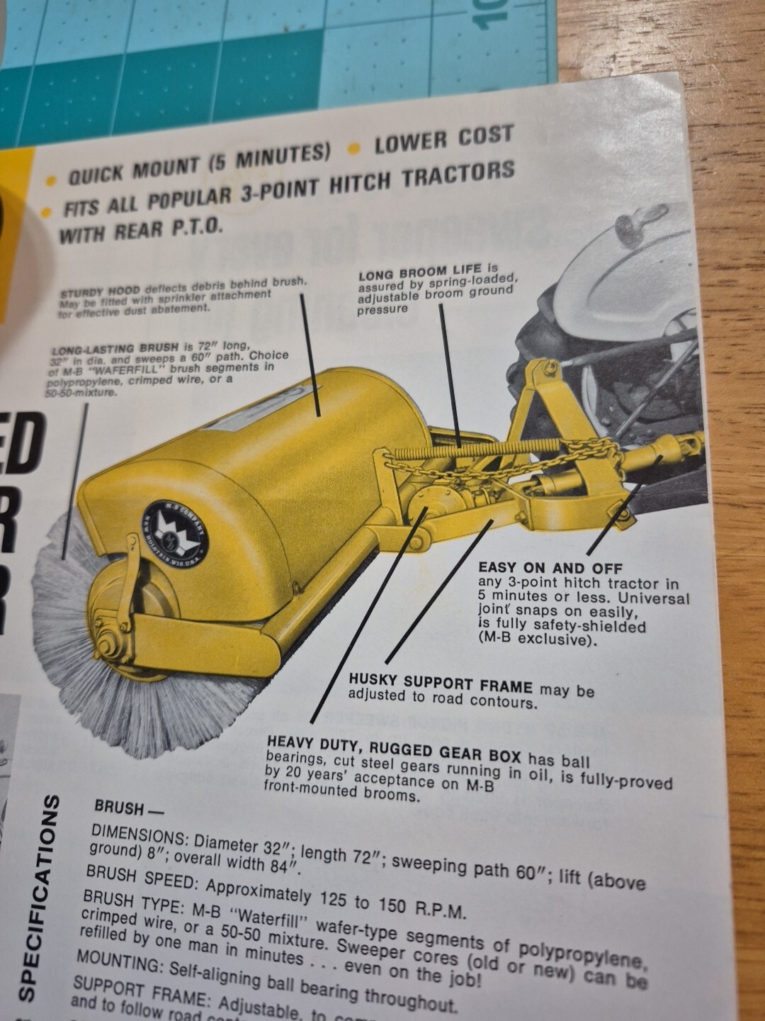 1969 M-B Company Rear Mounted Tractor Sweeper Brochure