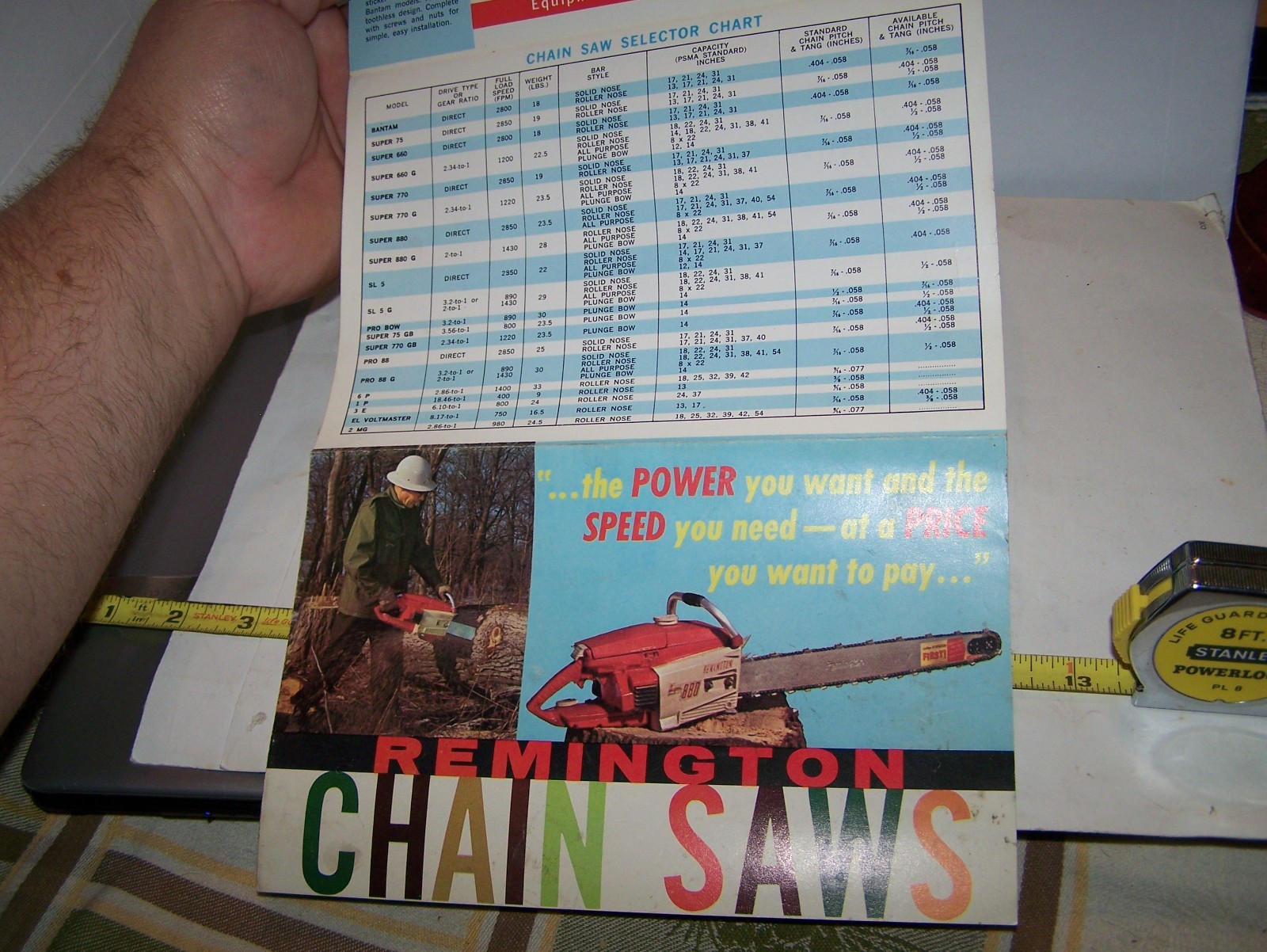 REMINGTON CHAIN SAW Sales Brochure Poster Timber Forestry Firewood Drill Auger
