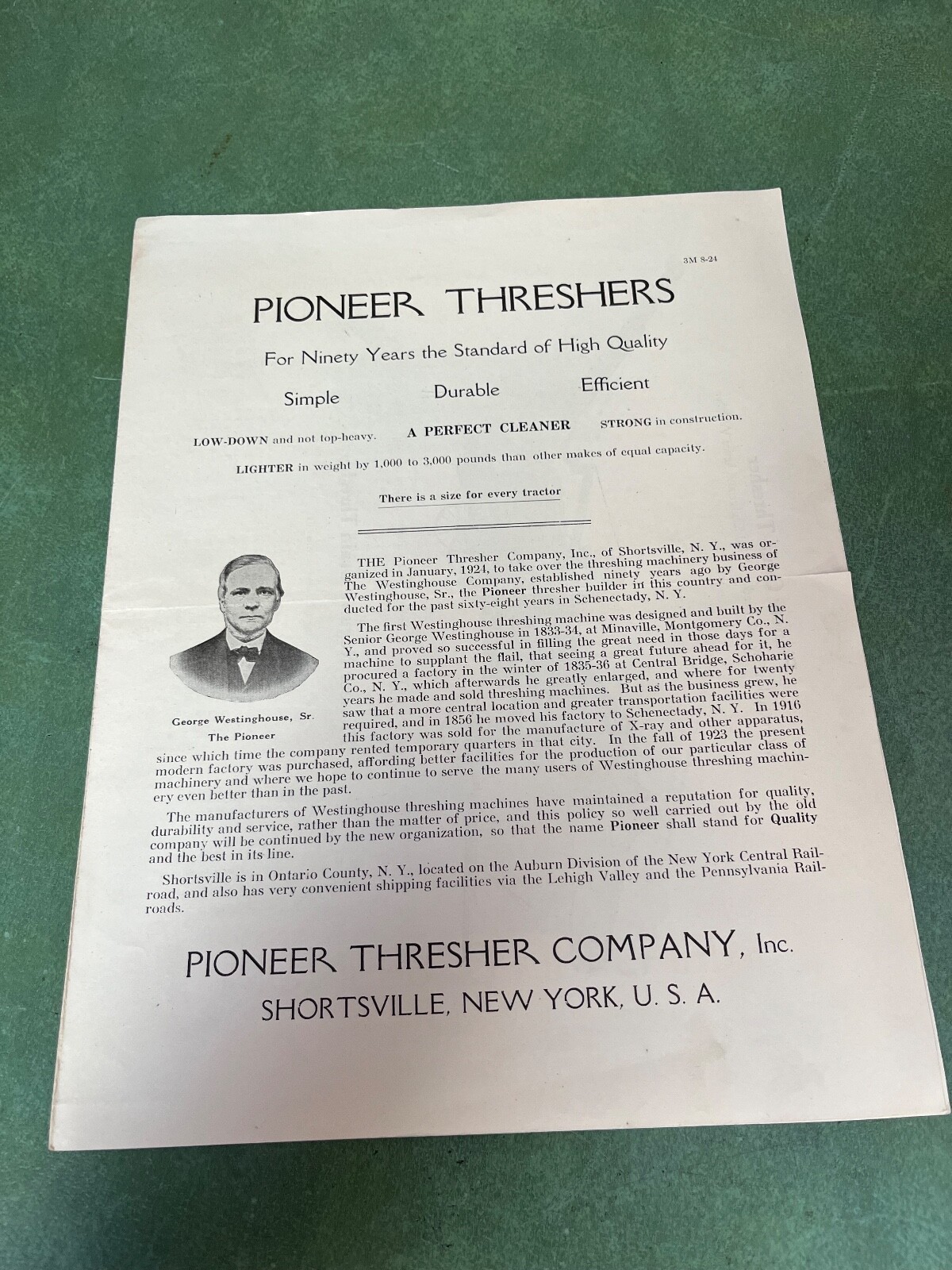 Original Pioneer Thresher Sales Brochure 1924