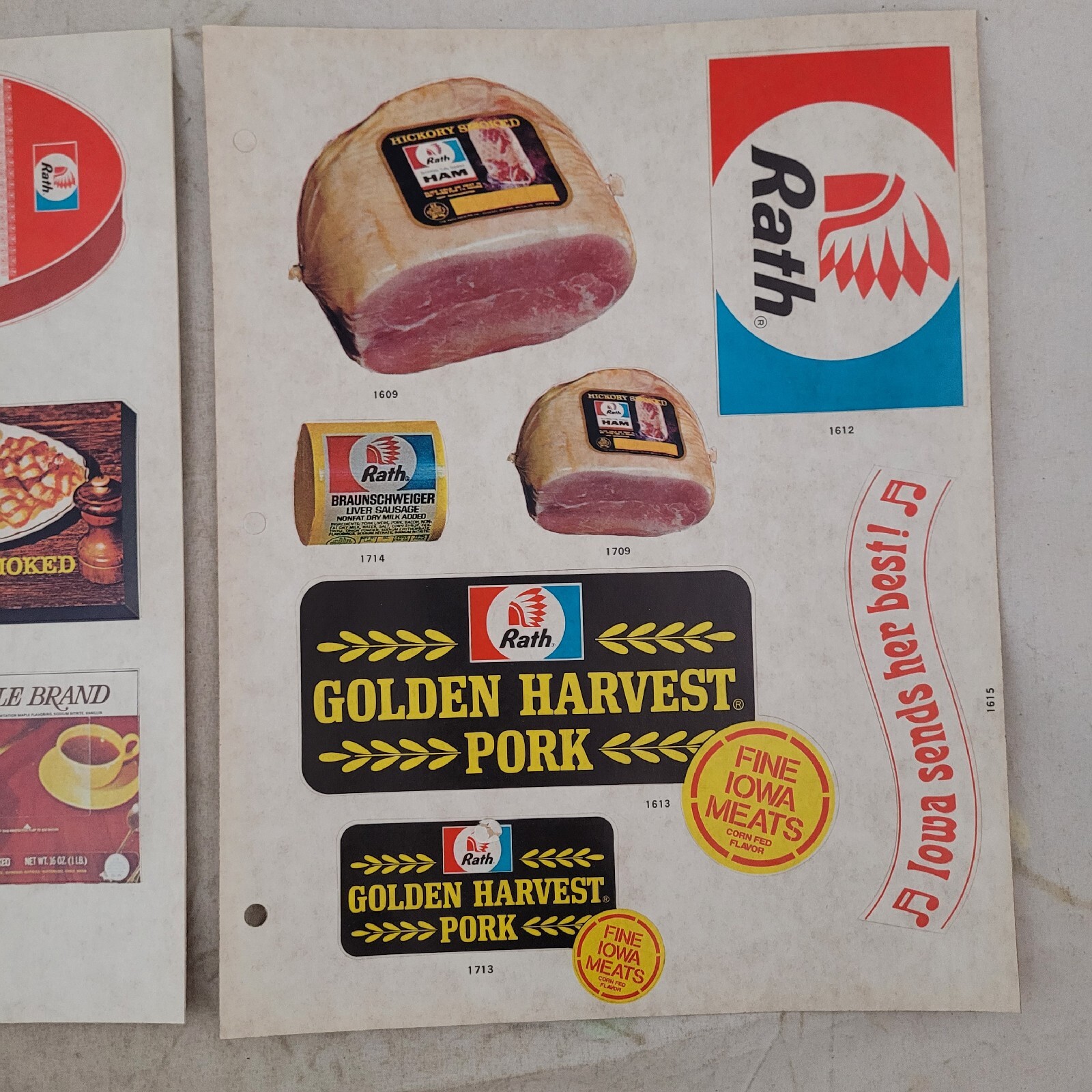 Rath Packing Stickers Iowa Ham Golden Harvest Lot Waterloo Iowa Vintage Pork Ad