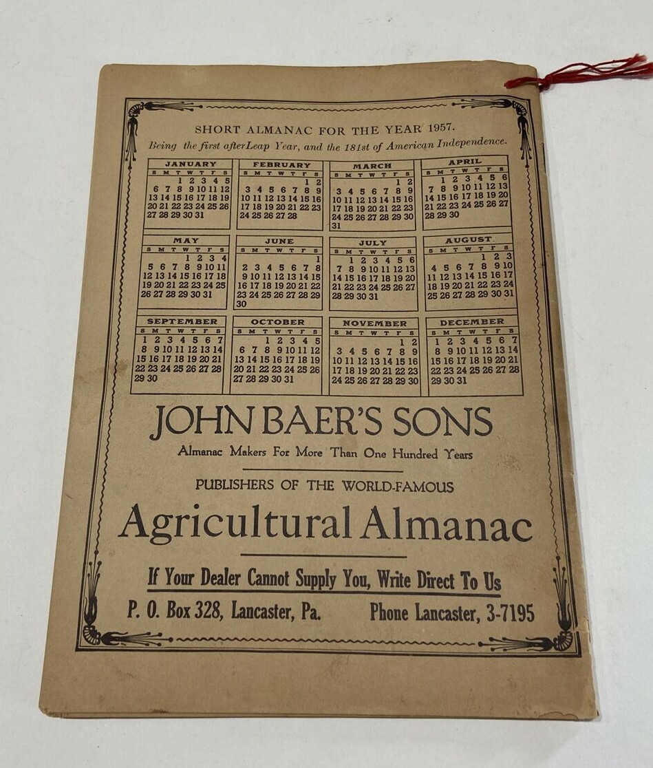 John Baer’s Sons Agricultural Almanacs 1954 & 1957