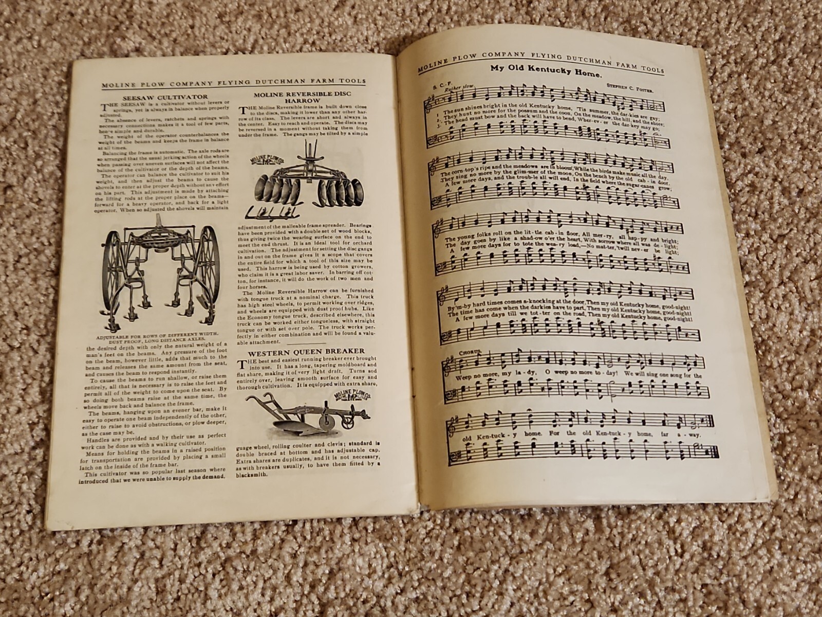 Flying Dutchman Farm Equipment Moline IL Plow Co Souvenir Song Book