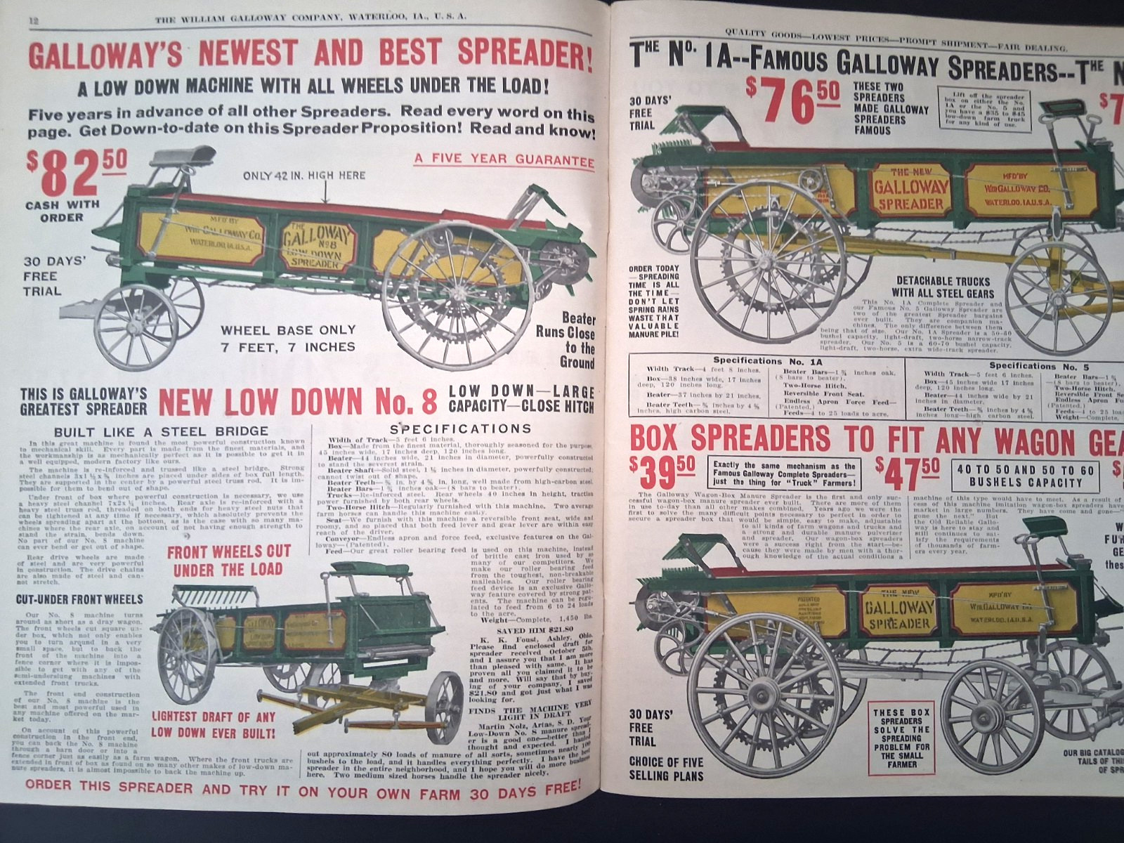1915 Galloway Bros Iowa Catalog Farm Engines Cast Iron Stoves Clothes Color