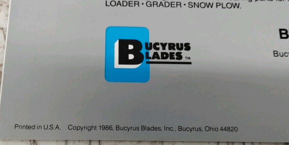 1986 Bucyrus Blades Sales Brochure Blades And Other Wearable Parts