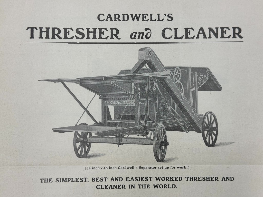 1890s CARDWELL THRESHER Farm Machine Advertising RICHMOND VIRGINIA Antique
