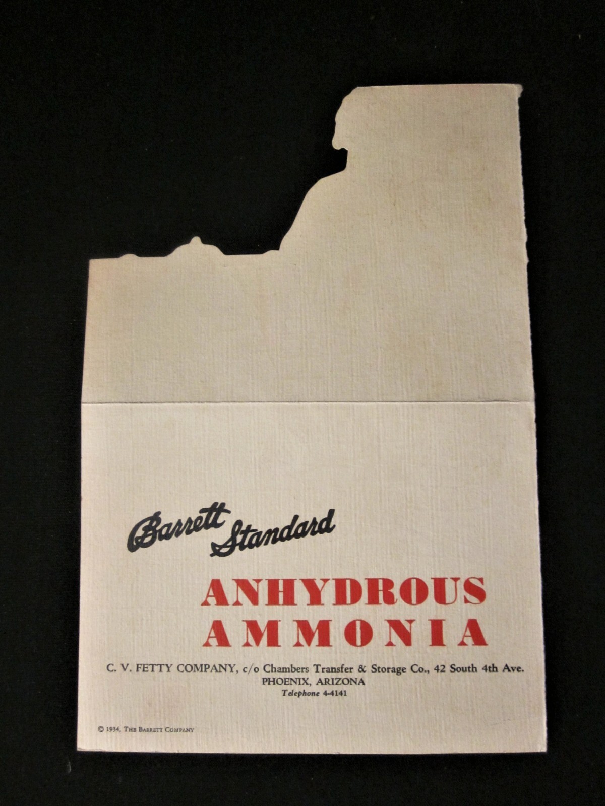 Barrett Standard Anhydrous Ammonia Advertisement – 1934 – Phoenix, Arizona