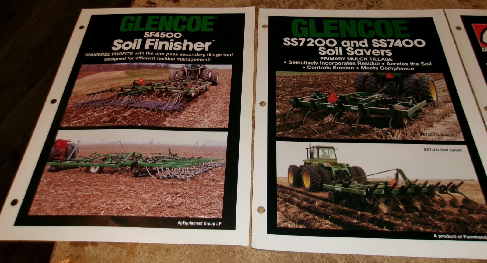 3-lot vintage glencoe tillage equipment 2 page brochures very good used