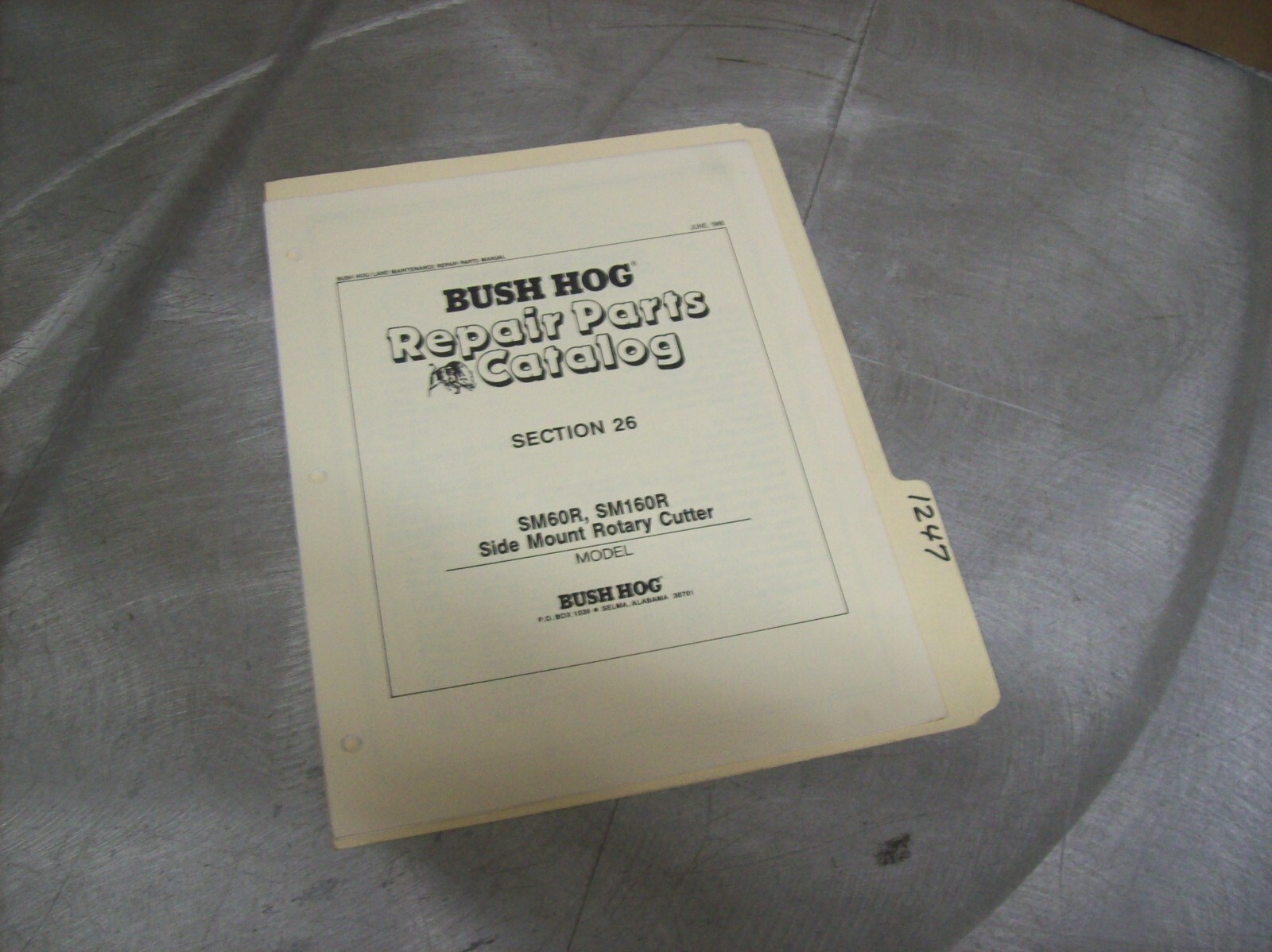 1247) Bush Hog Parts Manual – LOOSE LEAF – SM60R & SM160R Side Mount Rotary Cut